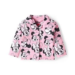 Babyhug Disney Single Jersey Knit Full Sleeves Night Suit with Minnie Mouse Print - Pink