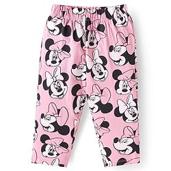 Babyhug Disney Single Jersey Knit Full Sleeves Night Suit with Minnie Mouse Print - Pink