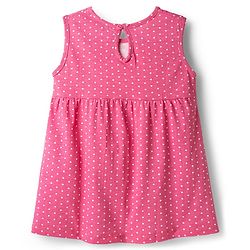 Babyhug Interlock Knit Sleeveless Heart Printed Frock - Olive Green