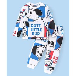 Babyhug Disney Single Jersey Knit Full Sleeves Night Suit With 101 Dalmatian Print - White