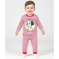 Babyhug Disney Single Jersey Knit Full Sleeves Night Suit with Stripes & 101 Dalmatian Graphics- Red & White