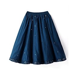 Babyhug Woven Halter Neck Lehenga Choli Set with Embroidery Mirror Sequin & Dupatta - Navy Blue