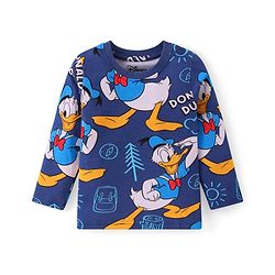 Babyhug Disney Single Jersey Full Sleeves Night Suit With Donald Duck Print - Navy Blue