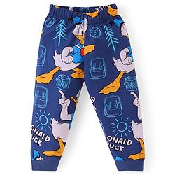 Babyhug Disney Single Jersey Full Sleeves Night Suit With Donald Duck Print - Navy Blue