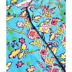 Babyhug Cotton Woven Foil Printed Full Sleeves  Dhoti Kurta Set - Teal Blue
