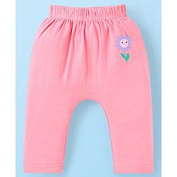 Babyhug Interlock Full Length Diaper Leggings With Floral Print Pack Of 3 - Pink & Lavender
