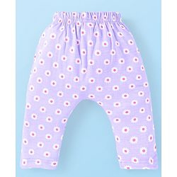 Babyhug Interlock Full Length Diaper Leggings With Floral Print Pack Of 3 - Pink & Lavender
