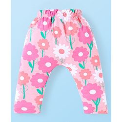 Babyhug Interlock Full Length Diaper Leggings With Floral Print Pack Of 3 - Pink & Lavender