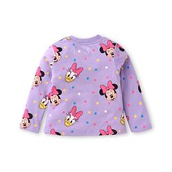 Babyhug Disney Cotton Knit Full Sleeves Night Suit With Minnie Mouses Graphics - Lilac