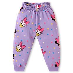 Babyhug Disney Cotton Knit Full Sleeves Night Suit With Minnie Mouses Graphics - Lilac