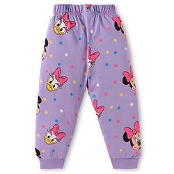 Babyhug Disney Cotton Knit Full Sleeves Night Suit With Minnie Mouses Graphics - Lilac