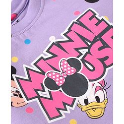 Babyhug Disney Cotton Knit Full Sleeves Night Suit With Minnie Mouses Graphics - Lilac