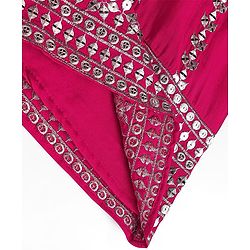 Babyhug Woven Sleeveless Floral Embroidered Top Palazzo Set with Dupatta - Red