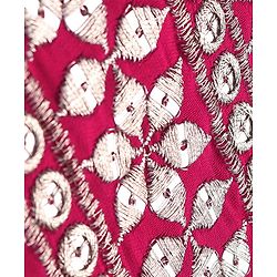 Babyhug Woven Sleeveless Floral Embroidered Top Palazzo Set with Dupatta - Red