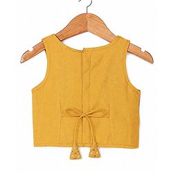 Babyhug Woven Sleeveless Sequined Embroidered Top & Palazzo Set with Dupatta - Mustard