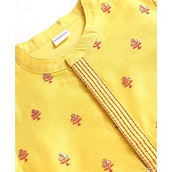 Babyhug Woven Full Sleeves Kurta & Dhoti Set with Sequin Embroidery - Yellow