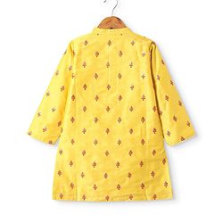 Babyhug Woven Full Sleeves Kurta & Dhoti Set with Sequin Embroidery - Yellow