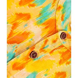 Babyhug Cotton Woven Cambric Lurex Full Sleeves Printed Kurta Dhoti Set - Yellow