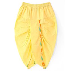 Babyhug Cotton Woven Cambric Lurex Full Sleeves Printed Kurta Dhoti Set - Yellow
