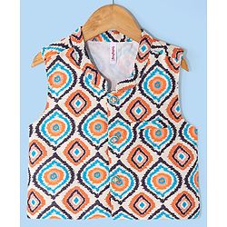 Babyhug Cotton Woven Full Sleeves Solid Kurta Pyjama Set with Printed Jacket - White