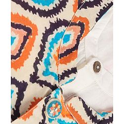 Babyhug Cotton Woven Full Sleeves Solid Kurta Pyjama Set with Printed Jacket - White