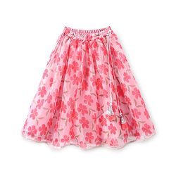 Babyhug Woven Half Puffed Sleeves Floral Printed & Embroidered Choli Lehenga Set with Dupatta - Pink