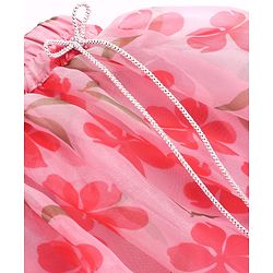 Babyhug Woven Half Puffed Sleeves Floral Printed & Embroidered Choli Lehenga Set with Dupatta - Pink