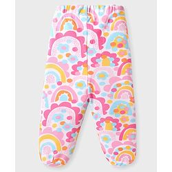 Babyhug Interlock Cotton Knit Bootie Leggings Floral Print Pack of 3 - Pink Purple & White