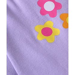 Babyhug Interlock Cotton Knit Bootie Leggings Floral Print Pack of 3 - Pink Purple & White