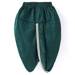 Babyhug Woven Dobby Full Sleeves Foil Printed & Embroidered Kurta Dhoti Set - Dark Green