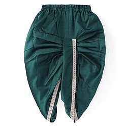Babyhug Woven Dobby Full Sleeves Foil Printed & Embroidered Kurta Dhoti Set - Dark Green