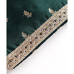 Babyhug Woven Dobby Full Sleeves Foil Printed & Embroidered Kurta Dhoti Set - Dark Green