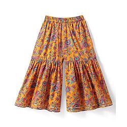 Babyhug Cotton Woven Three Fourth Sleeves Floral Printed Kurti Gharara Set with Dupatta - Orange