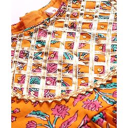 Babyhug Cotton Woven Three Fourth Sleeves Floral Printed Kurti Gharara Set with Dupatta - Orange