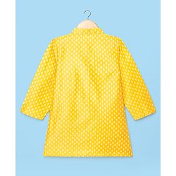 Babyhug Cotton Woven Full Sleeves Printed Kurta Dhoti Set - Yellow