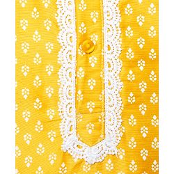 Babyhug Cotton Woven Full Sleeves Printed Kurta Dhoti Set - Yellow