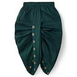 Babyhug Woven Full Sleeves Kurta Dhoti Set With Floral Foil Print - Dark Green