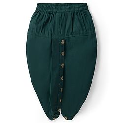 Babyhug Woven Full Sleeves Kurta Dhoti Set With Floral Foil Print - Dark Green