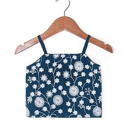 Babyhug Woven Floral Embroidered Lehenga Choli Set with Flutter Sleeves Jacket - Teal