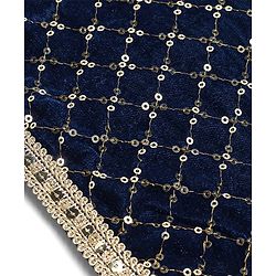 Babyhug Woven Sleeveless Top Palazzo & Dupatta Set with Sequin Embroidery - Navy Blue