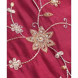 Babyhug Woven Full Sleeves Floral Embroidered Ethnic Dress - Fuschia