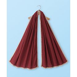 Babyhug Short Sleeve Angarakha Embroide Choli with Printed Lehenga & Dupatta Set- Maroon & White