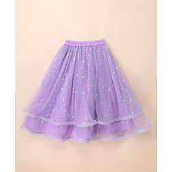 Babyhug Net  Woven Frill Sleeves  Sequinned Floral Embroidered Choli Lehenga Set with  Dupatta - Purple