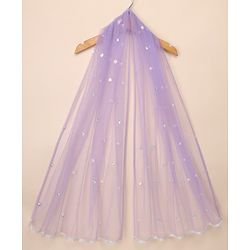 Babyhug Net  Woven Frill Sleeves  Sequinned Floral Embroidered Choli Lehenga Set with  Dupatta - Purple