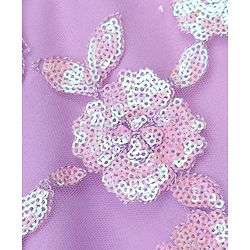 Babyhug Net  Woven Frill Sleeves  Sequinned Floral Embroidered Choli Lehenga Set with  Dupatta - Purple