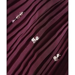 Babyhug Crepe Silk Pleated Sequinned Embroidered Choli & Lehenga Set with Detachable Full Sleeves - Wine