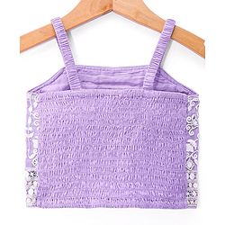 Babyhug Net Woven Sleeveless Singlet Sleeves Sequinned Floral Embroidered Lehenga Choli & Dupatta Set- Lilac