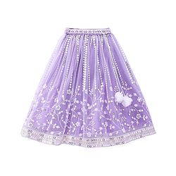 Babyhug Net Woven Sleeveless Singlet Sleeves Sequinned Floral Embroidered Lehenga Choli & Dupatta Set- Lilac