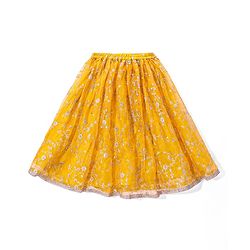 Babyhug Woven Flutter Sleeves Floral Net Embroidered Choli Lehenga & Dupatta Set - Yellow & Pink
