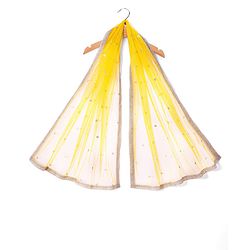 Babyhug Woven Flutter Sleeves Floral Net Embroidered Choli Lehenga & Dupatta Set - Yellow & Pink